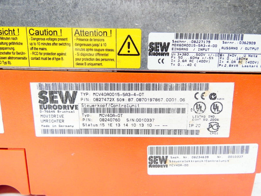 SEW EURODRIVE MCV40A0015-5A3-4-0T (AS PICTURED) UNMP