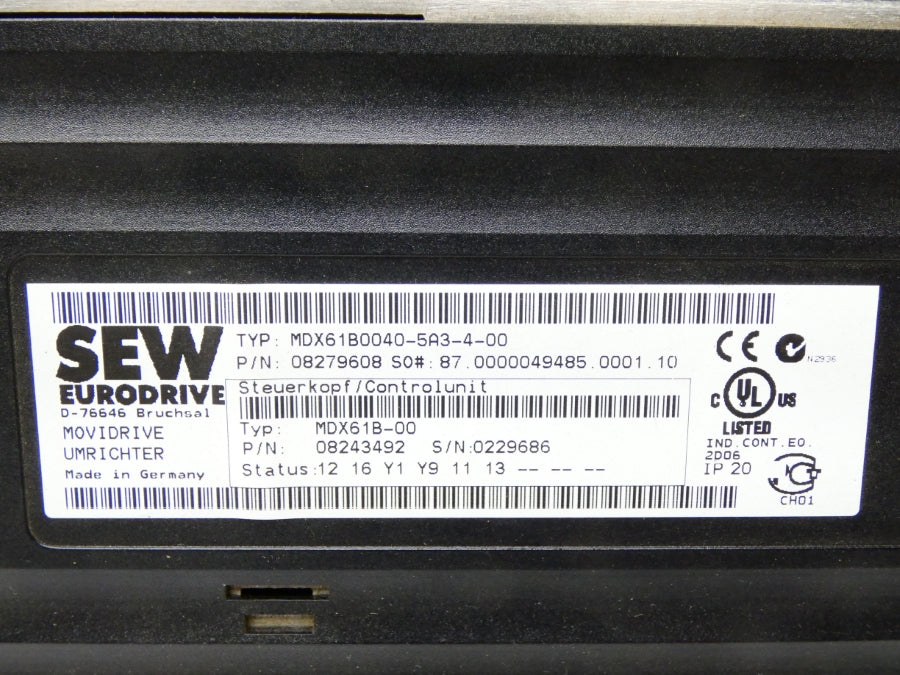 SEW EURODRIVE MDX61B0040-5A3-4-00 DBG60B-10 (AS PICTURED) UNMP
