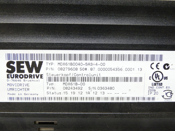 SEW EURODRIVE MDX61B0040-5A3-4-00 DBG60B-10 (AS IS) UNMP