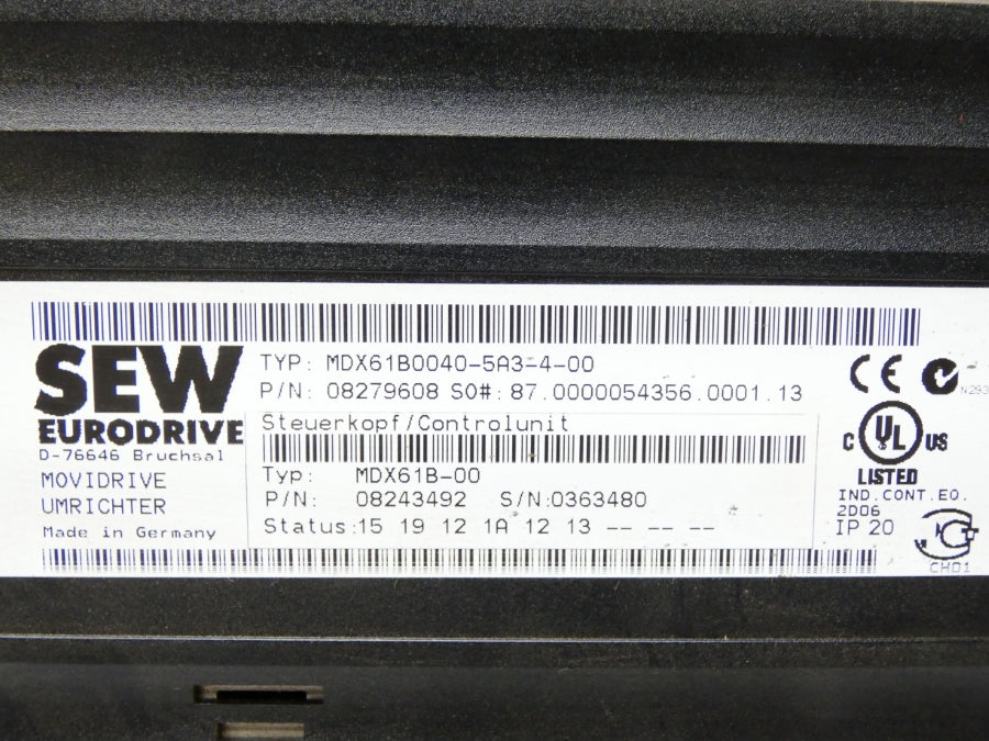 SEW EURODRIVE MDX61B0040-5A3-4-00 DBG60B-10 (AS IS) UNMP