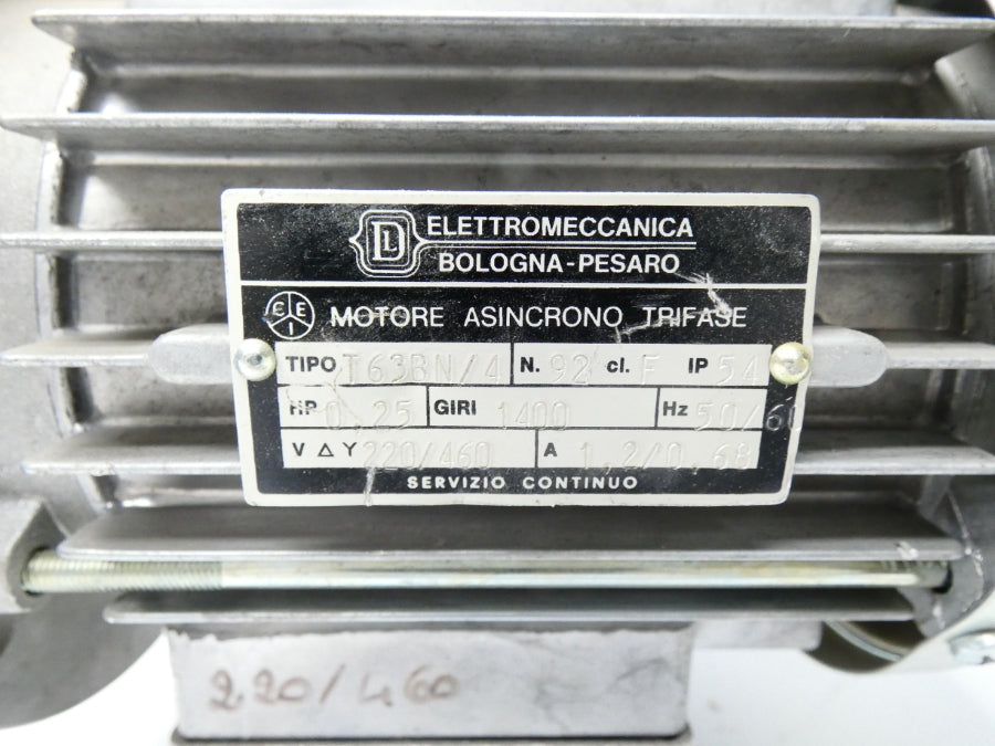 ELETTROMECCANICA T63BN/4 220/460V 1.2/0.68A (AS PICTURED) NSNP
