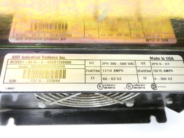 ABB ACS601-0016-5-000B1200800 380-500VAC 18/15A UNMP