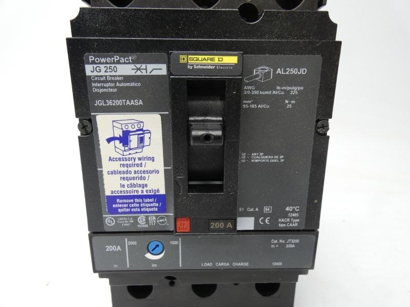 SQUARE D JGL36200TAASA 600V 200A NSMP