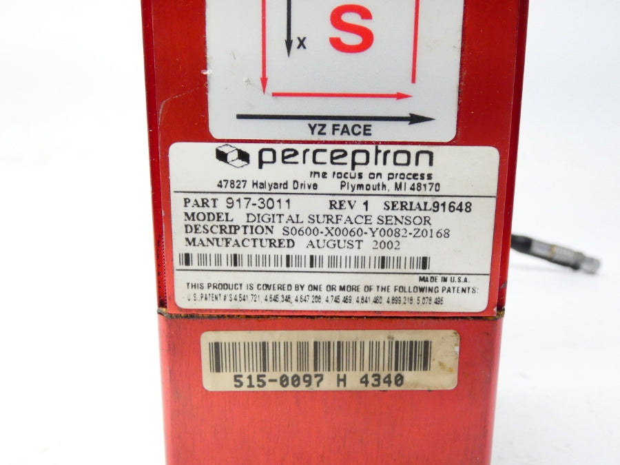 PERCEPTRON 917-3011 S0600-X0060-Y0082-Z0168 REV. 1 UNMP