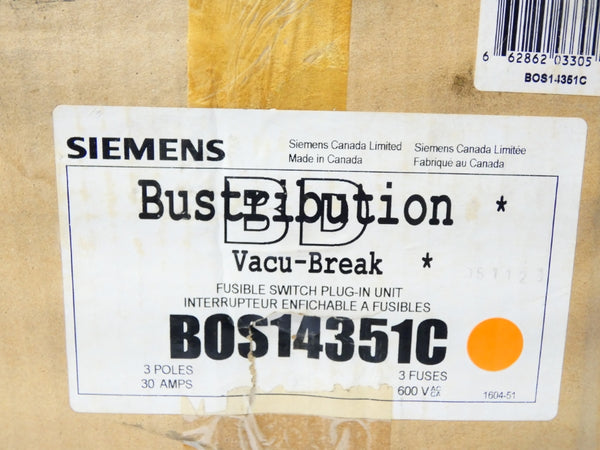 SIEMENS BOS14351C 600VAC 30A NSFS