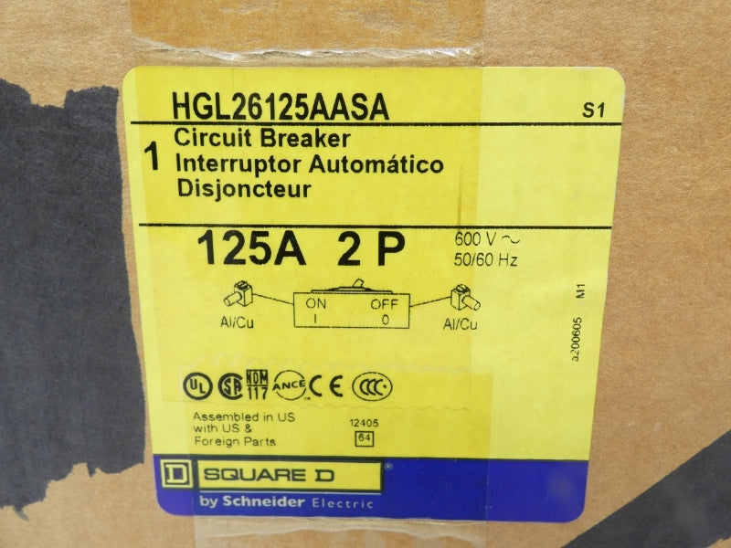 SQUARE D HGL26125AASA 600V 125A NSMP
