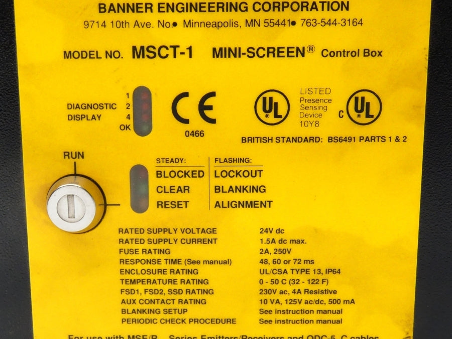 BANNER ENGINEERING MSCT-1 230VAC 4A (NO KEY) NSNP