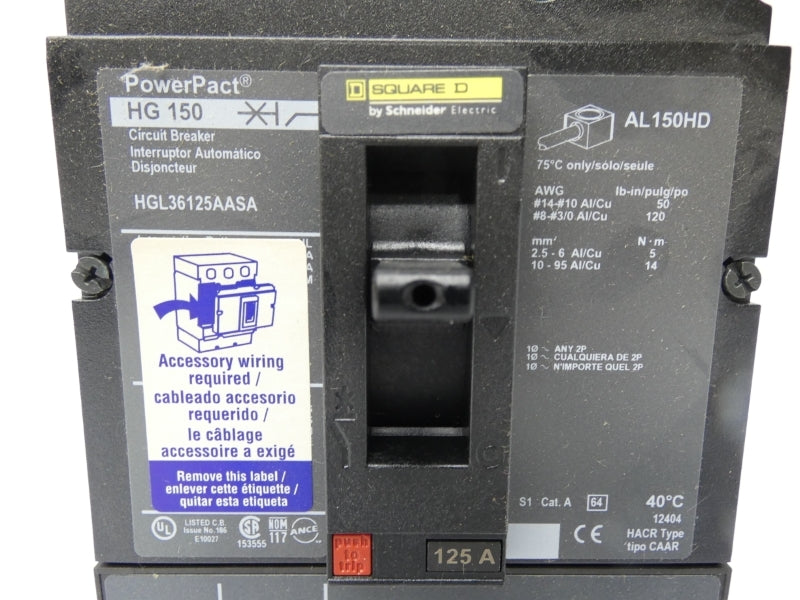 SQUARE D HGL36125AASA 600V 125A NSMP