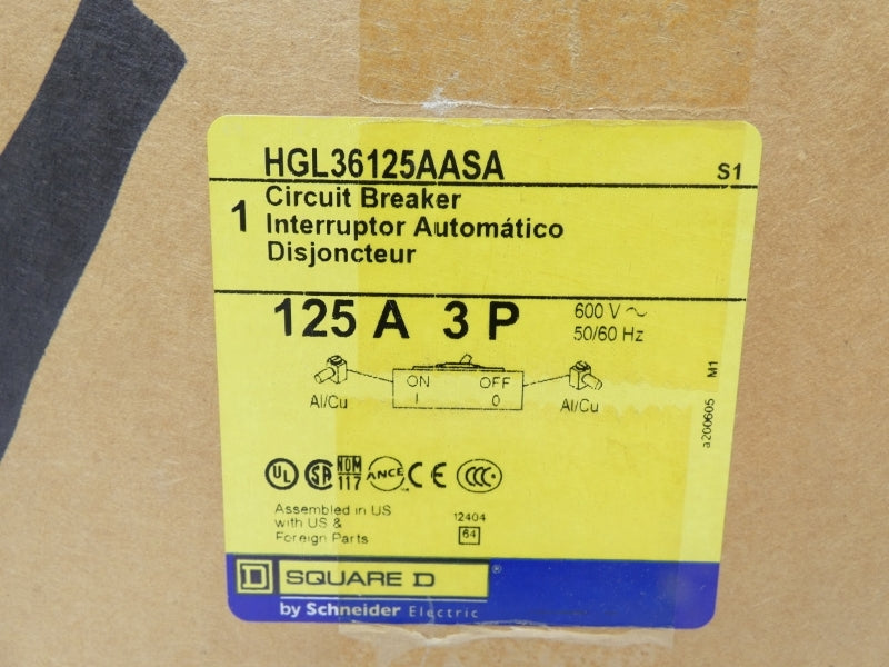 SQUARE D HGL36125AASA 600V 125A NSMP