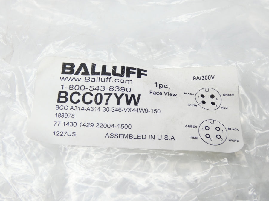 BALLUFF BCC07YW BCCA314-A314-30-346-VX44W6-150 300V 9A NSMP