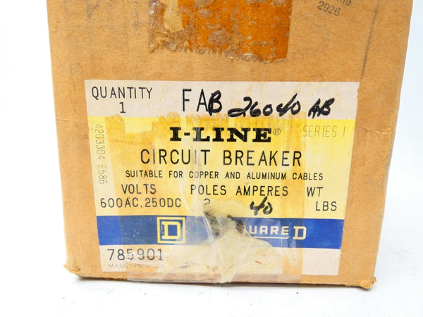 SQUARE D FAB26040AB SER. 1 600VAC 40A NSMP