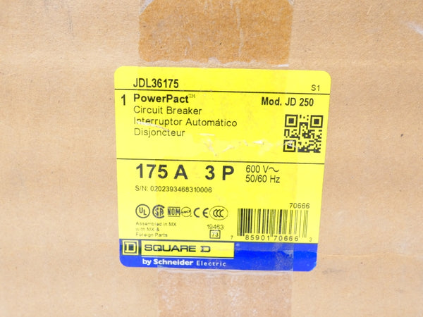 SQUARE D JDL36175 SER. 1 600VAC 175A NSFS