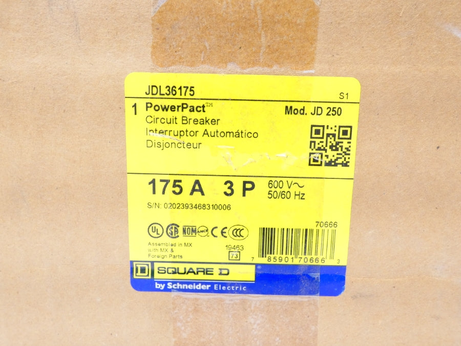 SQUARE D JDL36175 SER. 1 600VAC 175A NSFS
