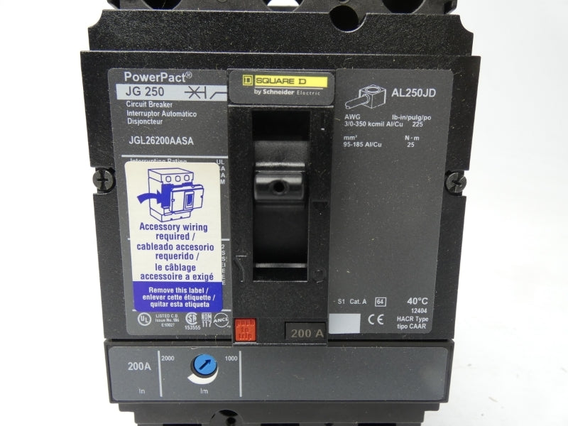 SQUARE D JGL26200AASA 600V 200A NSMP