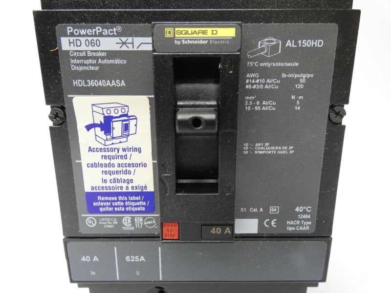 SQUARE D HDL36040AASA 600V 40A NSMP