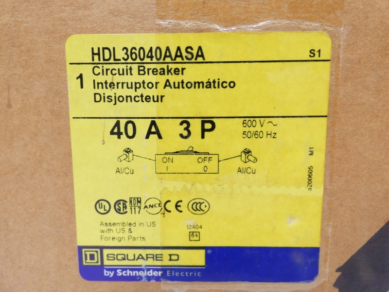 SQUARE D HDL36040AASA 600V 40A NSMP