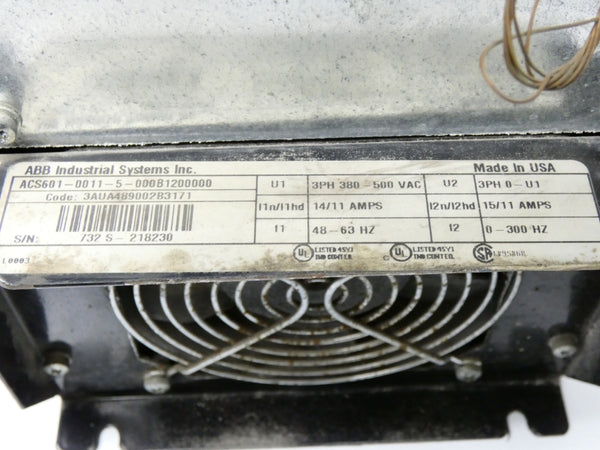 ABB ACS601-0011-5-000B1200000 380-500VAC 15/11A (AS PICTURED) UNMP