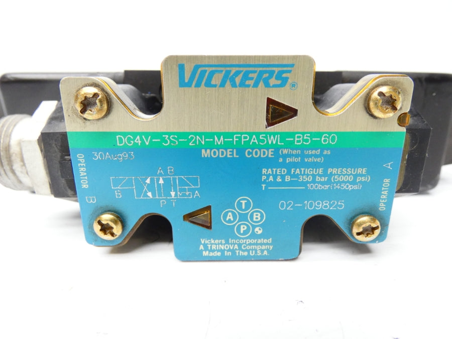 VICKERS DG4V-3S-2N-M-FPA5WL-B5-60 02-109825 110/120V .48/.46A 5000PSI UNMP