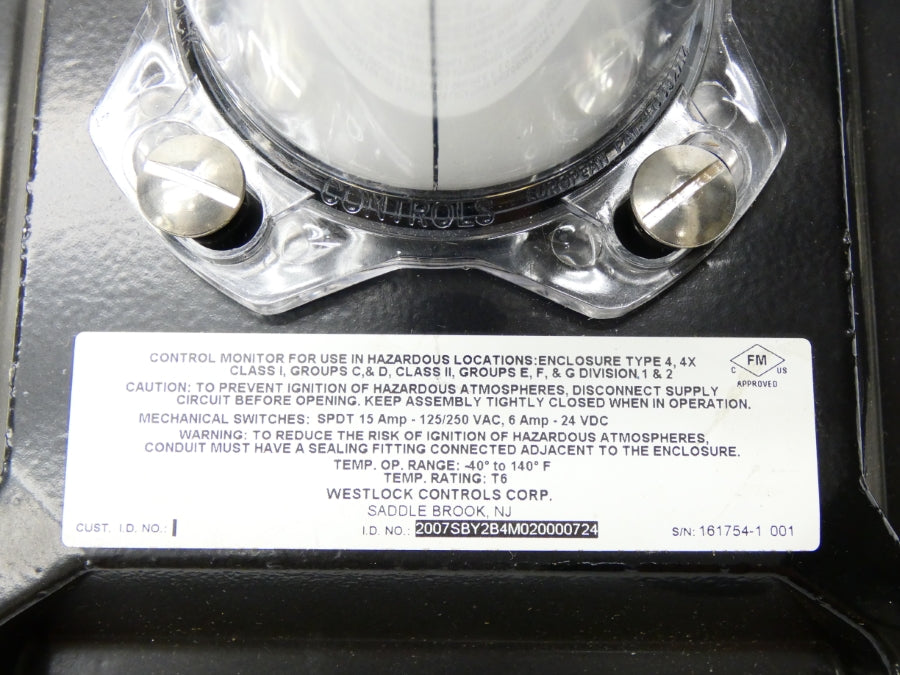 WESTLOCK CONTROLS 2007SBY2B4M020000724 125/250VAC 15A -40-140F NSNP