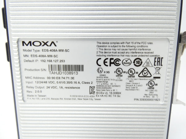 MOXA EDS-408A V2.0.0 48VDC 0.16A NSMP