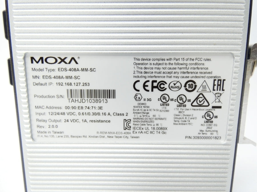 MOXA EDS-408A V2.0.0 48VDC 0.16A NSMP