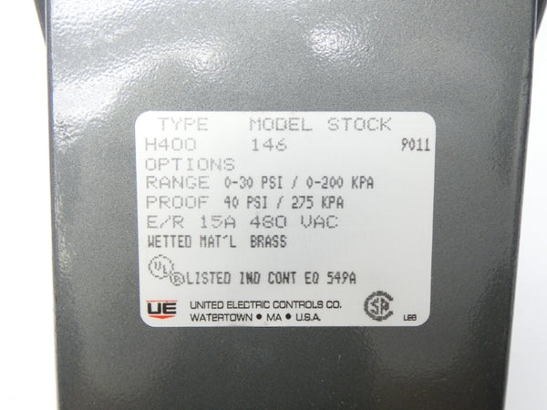 UNITED ELECTRIC CONTROLS H400-146 480VAC 15A 40PSI NSMP