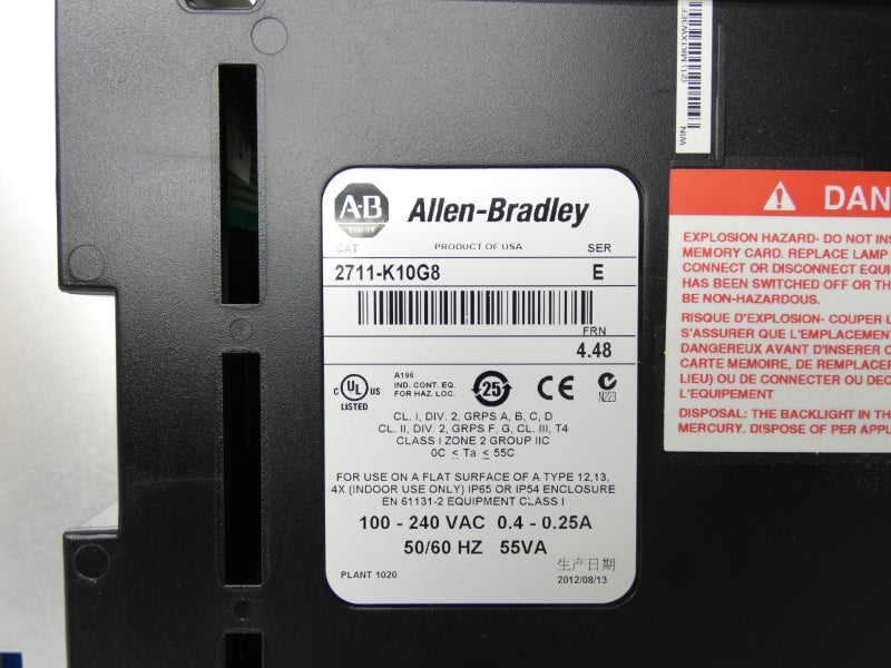 ALLEN BRADLEY 2711-K10G8 SER. E F/W 4.48 100-240VAC 0.4-0.25A  NSMP