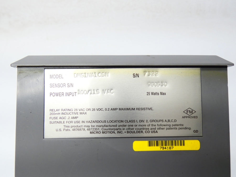 MICRO MOTION DMS1NA1CSN 110/115VAC UNMP
