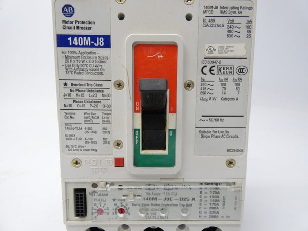 ALLEN BRADLEY 140M-J8E-D25 SER.A 480V 100-250A  NSMP