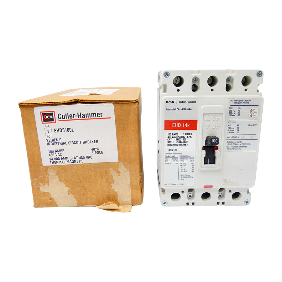 CUTLER HAMMER EHD3100L 6638C94G96 SER. C 480VAC 100A NSMP