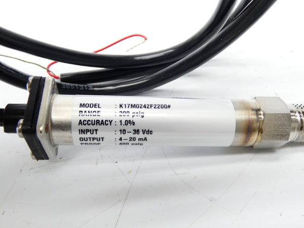 ASHCROFT K17M0242F2200 K1-7-M02-42-F2 10-36VDC 200PSI NSMP