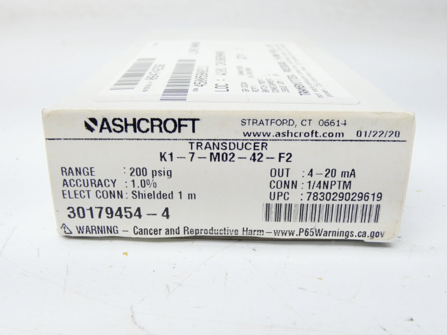 ASHCROFT K17M0242F2200 K1-7-M02-42-F2 10-36VDC 200PSI NSMP