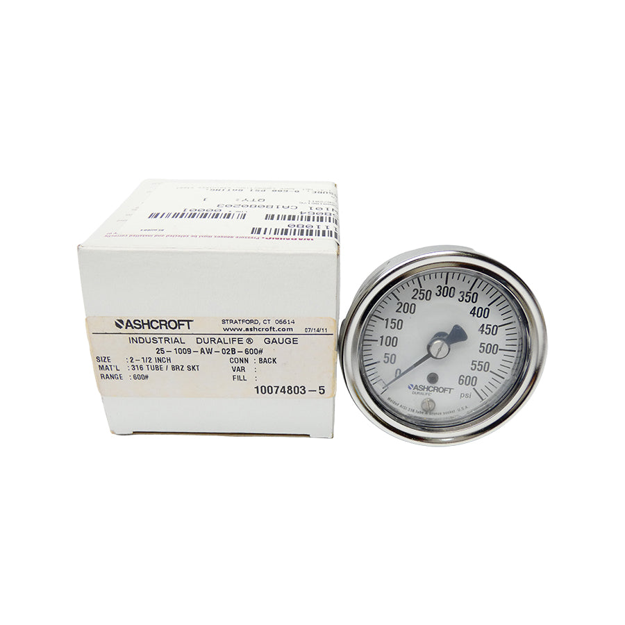 ASHCROFT 25-1009-AW-02B-600# 0-600PSI 2-1/2" NSMP