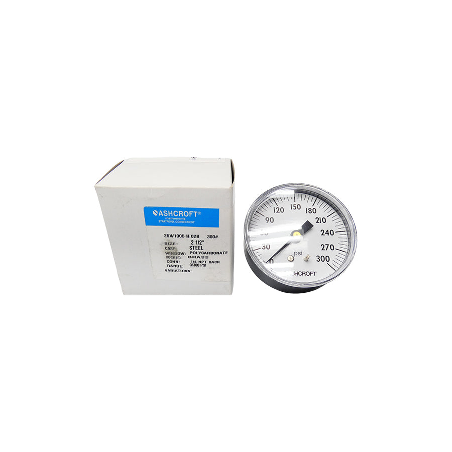ASHCROFT 25W1005H02B300# 0-300PSI 2-1/2" NSMP