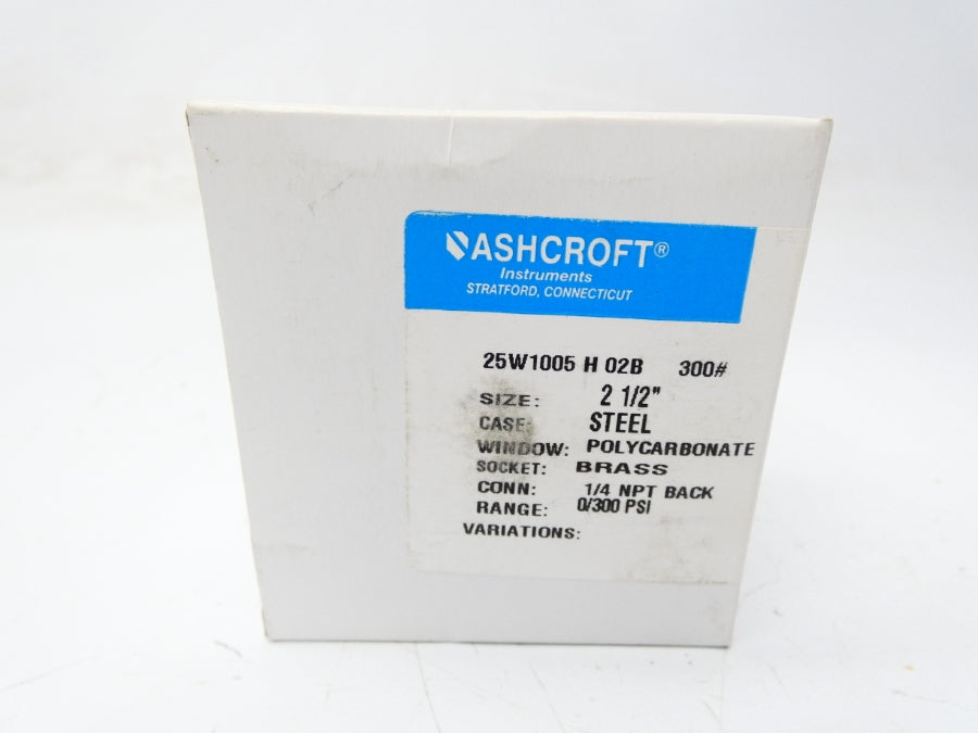 ASHCROFT 25W1005H02B300# 0-300PSI 2-1/2" NSMP