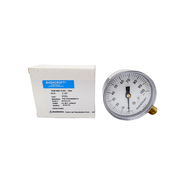 ASHCROFT 20W1005H02L100# 0-100PSI 2-1/2" NSMP