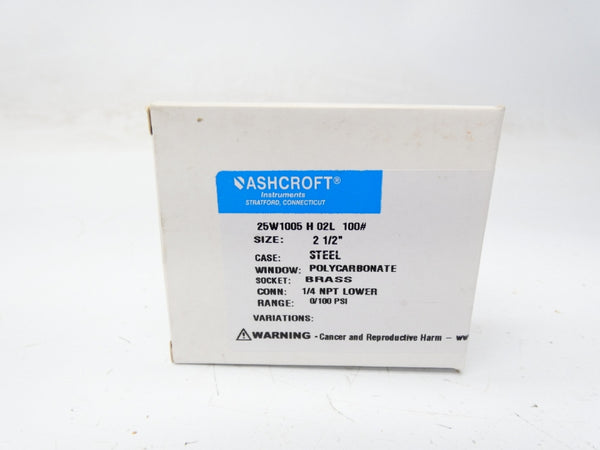 ASHCROFT 20W1005H02L100# 0-100PSI 2-1/2" NSMP