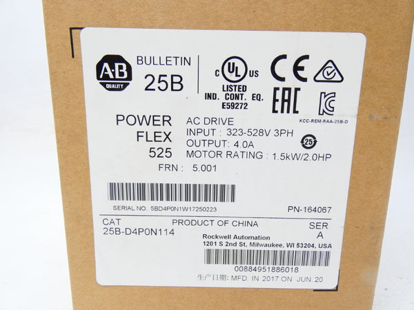 INDUSTRIAL SPARE PART 25B-D4P0N114 SER. A F/W 5.001 323-528V 4A DATE: 2017 NSFS