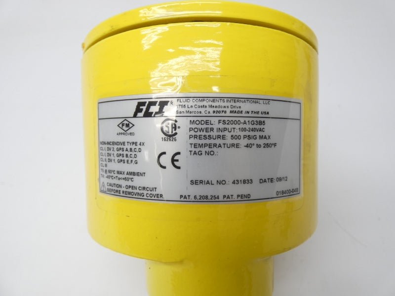 FLUID COMPONENTS INTERNATIONAL FS2000-A1G3B5 100-240VAC 500PSI NSNP