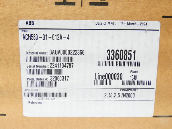 ABB ACH580-01-012A-4 F/W 2.18.2.5/N2000 NSFS