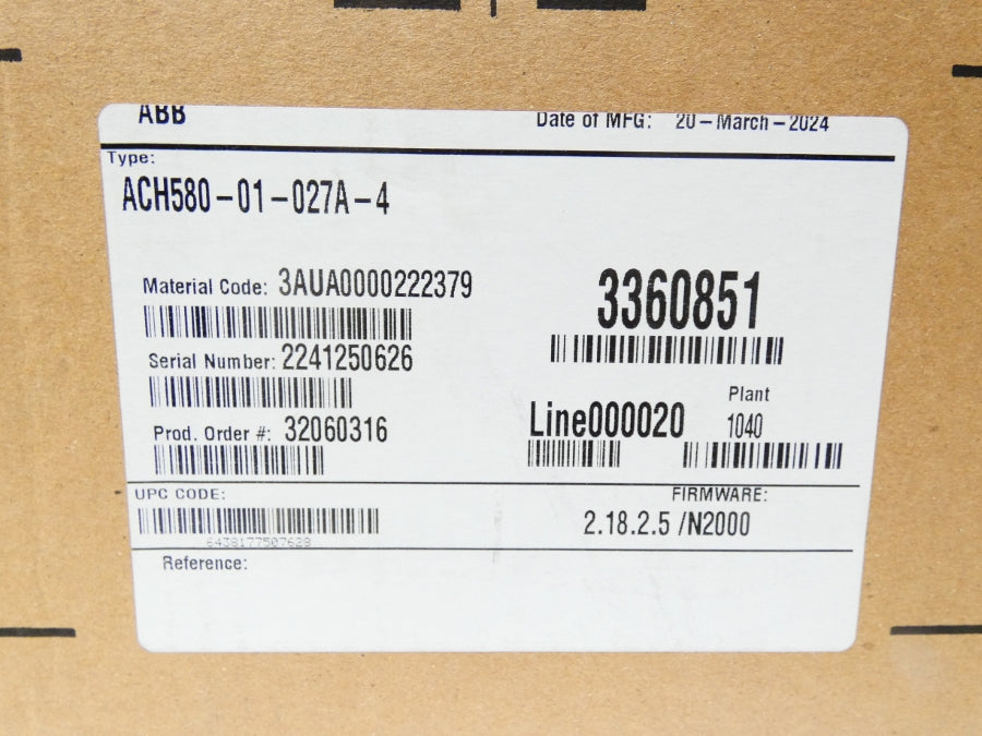 ABB ACH580-01-027A-4 F/W 2.18.2.5/N2000 NSFS
