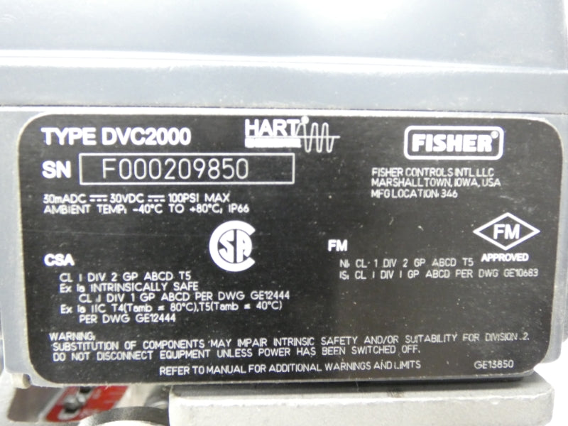 FISHER DVC2000 51111S F000209580 NSMP