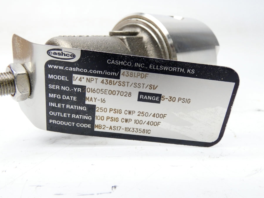 CASHCO 4381/SST/SST/S1 MB2-AS17-11X33581C 5-30PSI NSMP