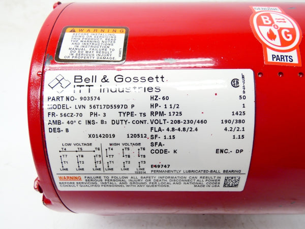 BELL & GOSSETT 903574 LVN56T17D5597DP 208-230/460V NSNP