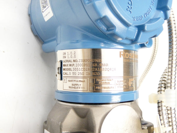 ROSEMOUNT 3051CD2A22A1AS2Q4Q8 10.5-42.4V 1000PSI NSMP