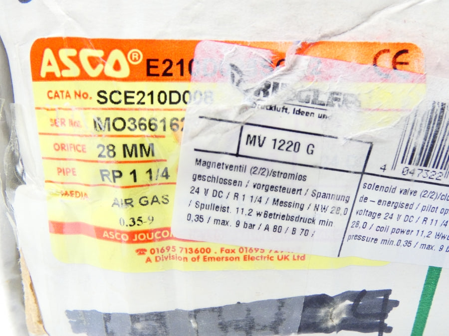 ASCO SCE210D008 24VDC 0.35-9PSI 1-1/4" NSMP