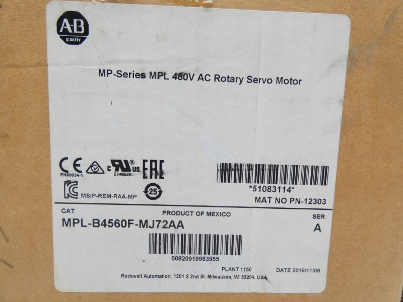 ALLEN BRADLEY MPL-B4560F-MJ72AA SER. A 480VAC 11.8A NSMP
