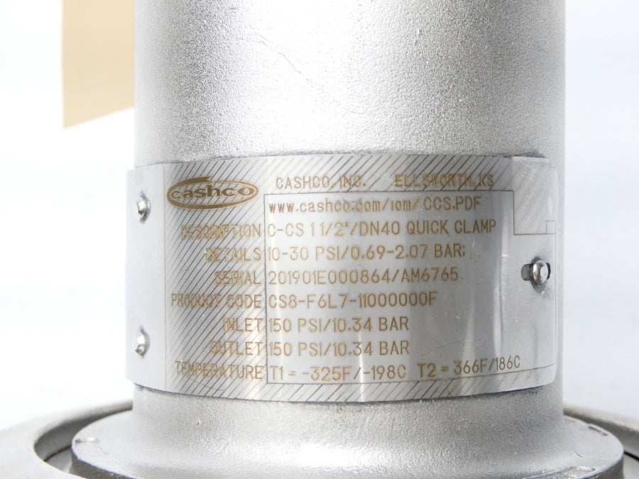 CASHCO C-CS1-1/2"DN40QUICKCLAMP CS8-F6L7-11000000F 10-30PSI NSNP