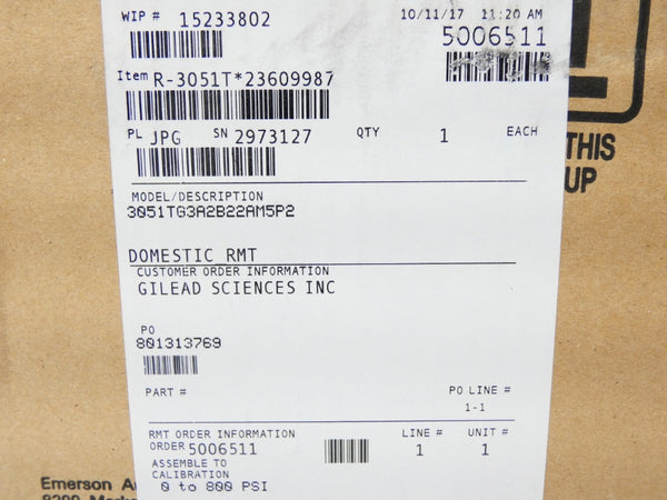 ROSEMOUNT 3051TG3A2B22AM5P2 10.5-42.4VDC 0-800PSI NSMP