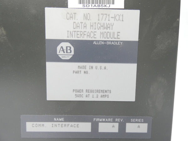 ALLEN BRADLEY 1771-KX1 SER. A REV. A 5VDC 1.2A NSMP